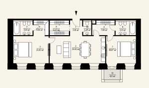 Планировка 2-комнатной квартиры в Дом с Атлантами