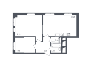 Планировка двухкомнатной квартиры в Квартал Некрасовка