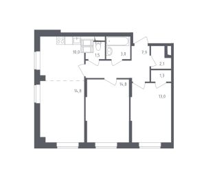 Планировка 3-комнатной квартиры в Квартал Некрасовка