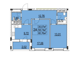 Планировка 2-комнатной квартиры в Серебряные росы