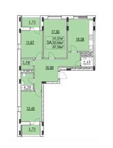 Планировка 3-комнатной квартиры в Серебряные росы