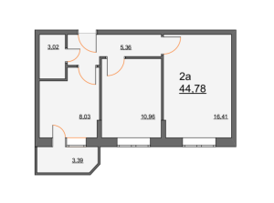 Планировка 2-комнатной квартиры в Дом на Школьной