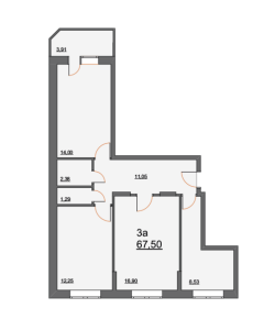 Планировка 3-комнатной квартиры в Дом на Школьной