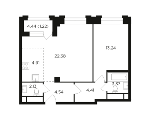 Планировка 2-комнатной квартиры в КутузовGrad II