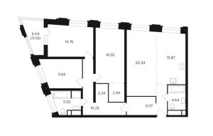Планировка 4-комнатной квартиры в КутузовGrad II - тип 1