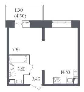 Планировка 1-комнатной квартиры в Люберцы