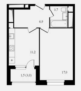 Планировка 1-комнатной квартиры в Балтийский