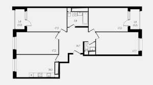 Планировка 4-комнатной квартиры в Балтийский - тип 1