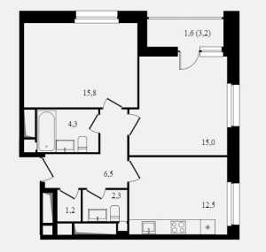 Планировка 2-комнатной квартиры в Балтийский