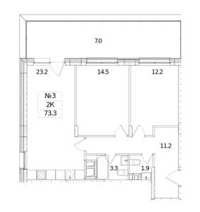 Планировка 2-комнатной квартиры в Резиденция Май