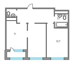 Планировка 2-комнатной квартиры в Тринити