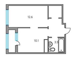 Планировка 1-комнатной квартиры в Тринити