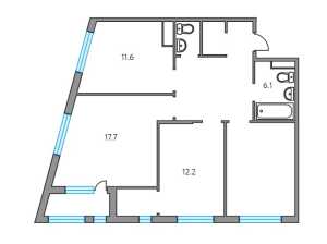 Планировка 3-комнатной квартиры в Тринити