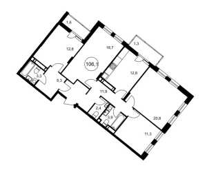 Планировка 4-комнатной квартиры в Манифест - тип 1