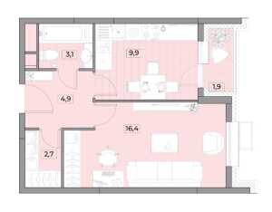 Планировка однокомнатной квартиры в Westerdam