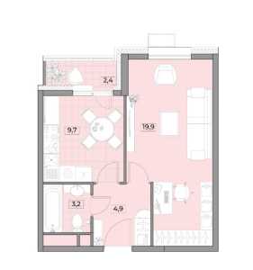 Планировка 1-комнатной квартиры в Westerdam