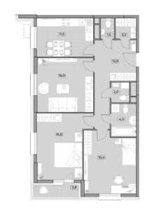 Планировка 3-комнатной квартиры в Westerdam