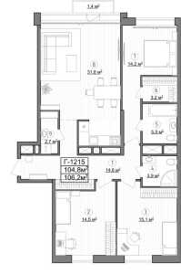 Планировка 3-комнатной квартиры в Les