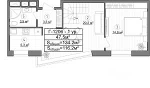 Планировка 2-комнатной квартиры в Les