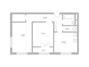 Планировка 2-комнатной квартиры в Новая Рига