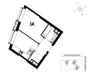 Планировка 1-комнатной квартиры в Wellton Towers
