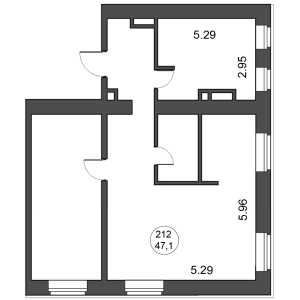 Планировка двухкомнатной квартиры в Парковая апартаменты
