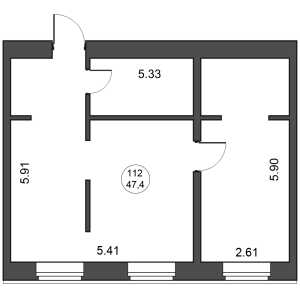 Планировка 2-комнатной квартиры в Парковая апартаменты