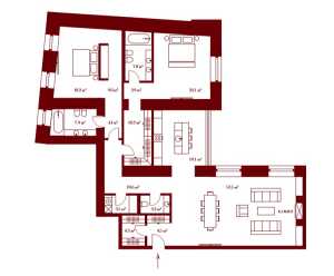 Планировка 3-комнатной квартиры в Stoleshnikov 7