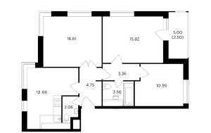 Планировка 3-комнатной квартиры в Одинград. Семейный квартал