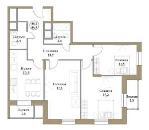 Планировка 3-комнатной квартиры в Большая Семерка