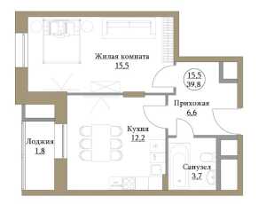 Планировка 1-комнатной квартиры в Большая Семерка