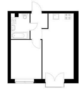 Планировка 1-комнатной квартиры в Руставели 14