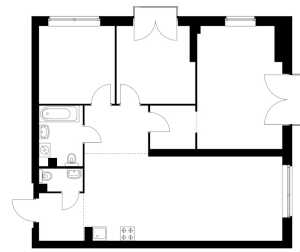 Планировка 3-комнатной квартиры в Руставели 14