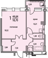 Планировка 1-комнатной квартиры в Восточный берег