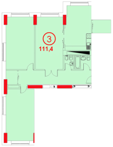 Планировка 3-комнатной квартиры в Эдельвейс-комфорт