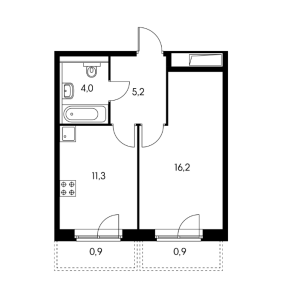 Планировка 1-комнатной квартиры в Бутово парк