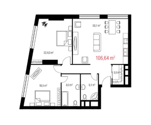 Планировка трехкомнатной квартиры в Триколор