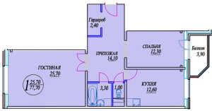 Планировка 2-комнатной квартиры в Новоснегирёвский (Новые Снегири)