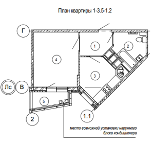 Планировка 1-комнатной квартиры в Изумрудные холмы