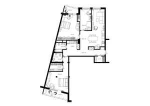 Планировка 4-комнатной квартиры в River House - тип 1