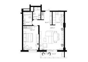 Планировка 2-комнатной квартиры в River House