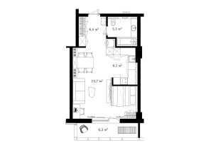 Планировка 1-комнатной квартиры в River House