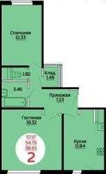 Планировка 2-комнатной квартиры в Олимпийский