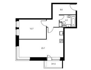 Планировка 2-комнатной квартиры в Солнечный парк 1, 2