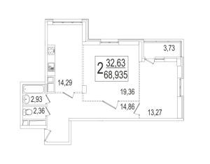 Планировка 2-комнатной квартиры в Новокосино-2