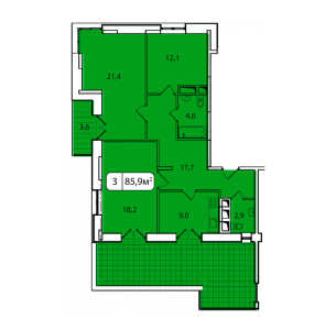 Планировка 3-комнатной квартиры в Аристово-Митино