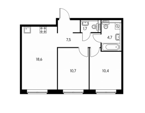 Планировка 2-комнатной квартиры в Ярославский