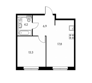 Планировка 1-комнатной квартиры в Ярославский
