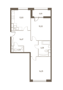 Планировка 2-комнатной квартиры в Наследие