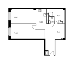 Планировка двухкомнатной квартиры в Щитниково Изумрудный
